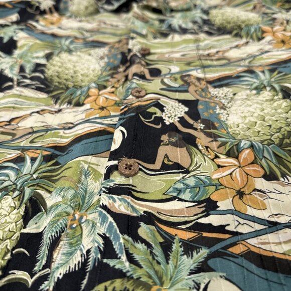 Tommy Bahama Linen Silk Blend Hawaiian Shirt Men's Palm Short Sleeves Sz L - Picture 3 of 11